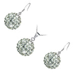 Jewellery Set 925 Sterling Silver Coated Pendant Necklace and Earrings Adorned with Sparkling Crystal Balls