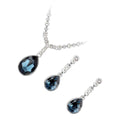Jewellery Set 925 Sterling Silver Coated Pendant Necklace and Earrings Teardrop Sparkling Crystal Pendant on Chain Graced with Round Stones