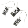 925 Sterling Silver Jewellery Set of Earrings and Pendant Necklace Rectangular Celtic Hearts in Enamel