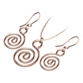 Precious Metal Coated Celtic Spiral Pendant Necklace and Earrings Jewellery Set