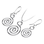 Precious Metal Coated Celtic Spiral Pendant Necklace and Earrings Jewellery Set