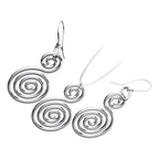 Precious Metal Coated Double Celtic Spiral Pendant Necklace and Earrings Jewellery Set