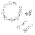 Precious Metal Coated Celtic Spiral Jewellery Set Bracelet, Earrings, and Pendant Necklace