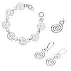 Precious Metal Coated Celtic Spiral Jewellery Set Bracelet, Earrings, and Pendant Necklace