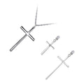 Jewellery Set Precious Metal Coated Pendant Necklace and Drop Dangle Earrings with Cross of Different Length Embellished with 2 Crystals