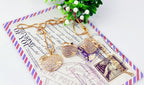 18K Yellow Gold Coated Jewellery Set Pendant Necklace and Earrings with Heart Paved in Sparkling White CZ Stones