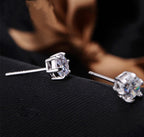 18K White Gold Coated Jewellery Set Pendant Necklace and Stud Earrings with Sparkling AAA Zircon Clear Crystal