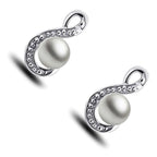 Jewellery Set 925 Sterling Silver Coated Pendant Necklace and Earrings with Treble Clef Design Graced with White Pearl