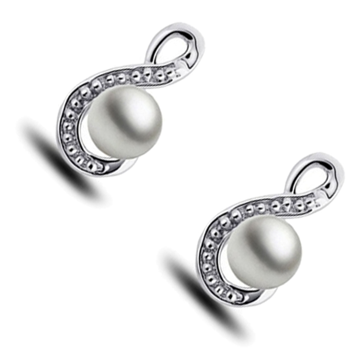 Jewellery Set 925 Sterling Silver Coated Pendant Necklace and Earrings with Treble Clef Design Graced with White Pearl
