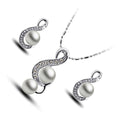 Jewellery Set 925 Sterling Silver Coated Pendant Necklace and Earrings with Treble Clef Design Graced with White Pearl