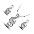 Jewellery Set 925 Sterling Silver Coated Pendant Necklace and Earrings with Treble Clef Design Graced with White Pearl
