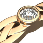 18K Yellow Gold Coated 925 Sterling Silver Celtic Knotwork Ring with Round Cut White CZ Stone