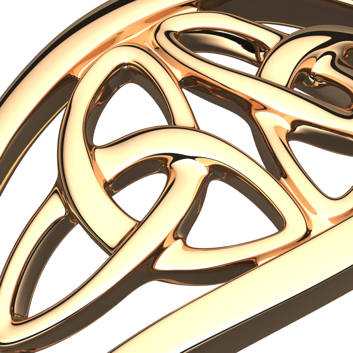 18K Yellow Gold Coated 925 Sterling Silver Celtic Triquetra Cross Ring with Doubled Trinity Knot