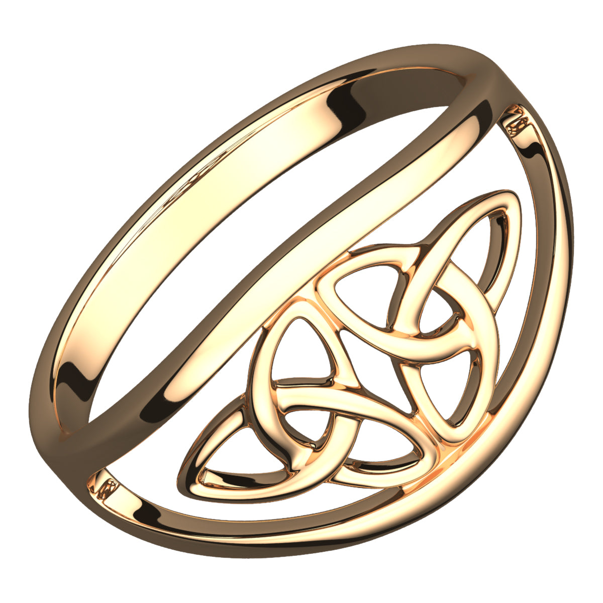 18K Yellow Gold Coated 925 Sterling Silver Celtic Triquetra Cross Ring with Doubled Trinity Knot