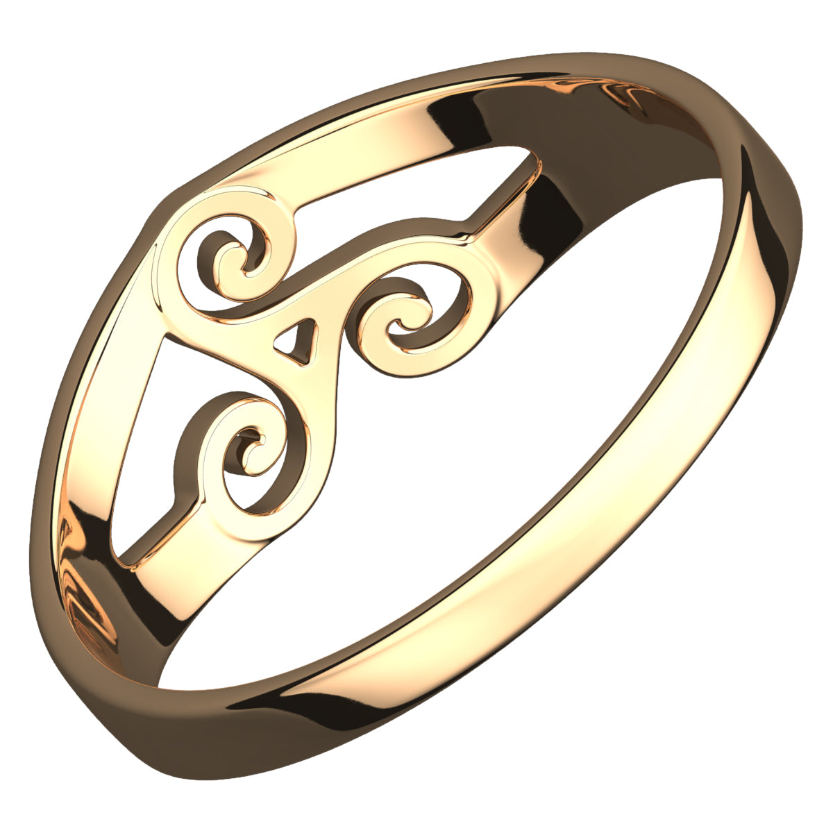 18K Yellow Gold Coated 925 Sterling Silver Celtic Spiral Triskele Ring