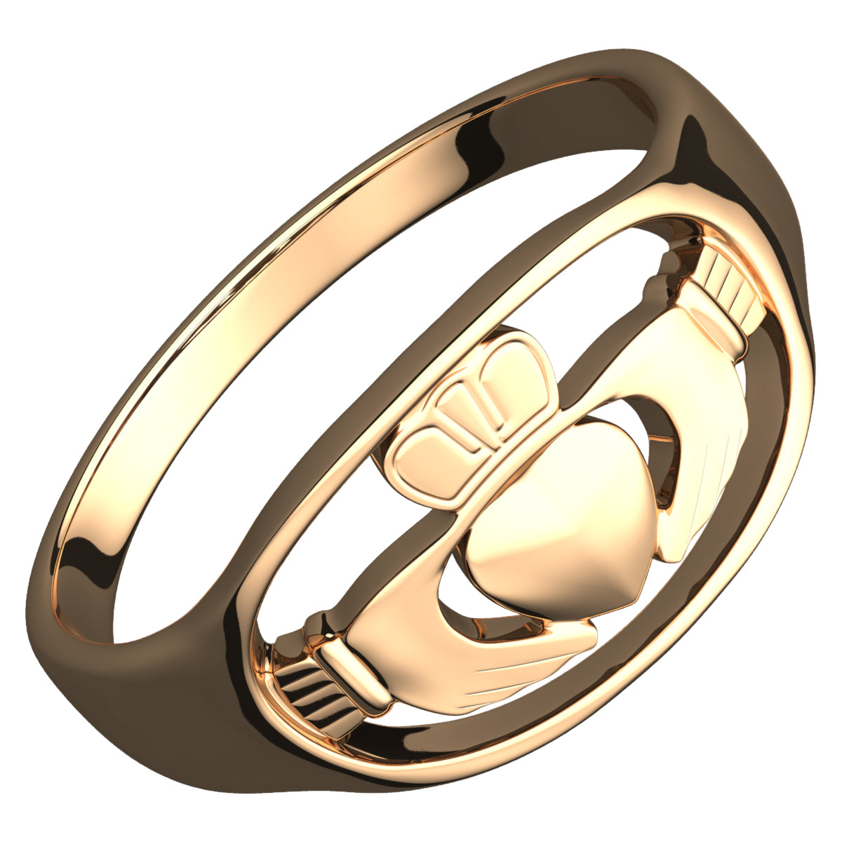 18K Yellow Gold Coated 925 Sterling Silver Claddagh Ring