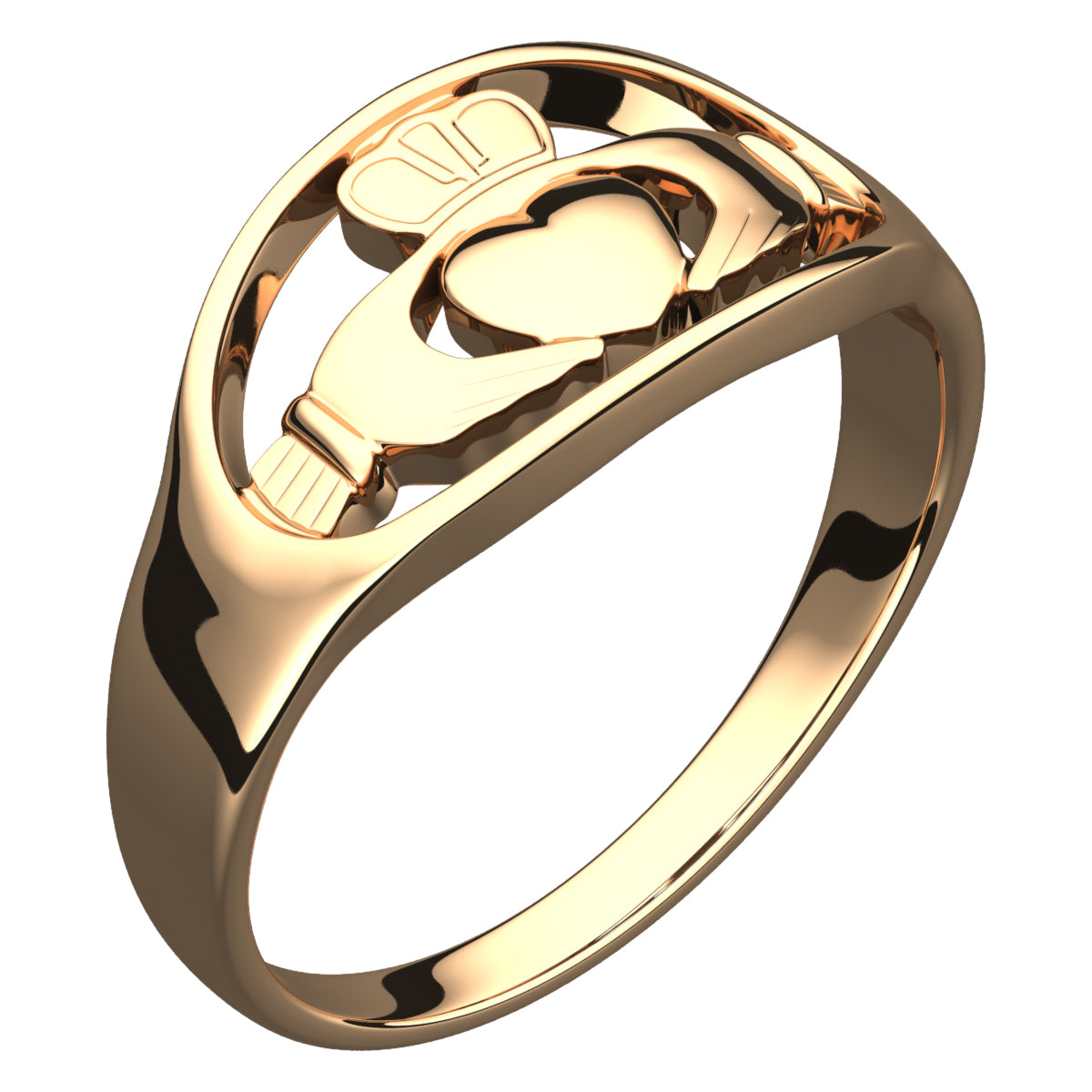18K Yellow Gold Coated 925 Sterling Silver Claddagh Ring