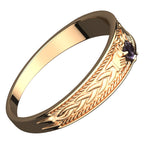 18K Yellow Gold Coated 925 Sterling Silver Claddagh Ring with Heart Shaped Amethyst CZ Stone
