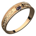 18K Yellow Gold Coated 925 Sterling Silver Claddagh Ring with Heart Shaped Amethyst CZ Stone