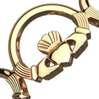 18K Yellow Gold Coated 925 Sterling Silver Ring Chain of Claddaghs