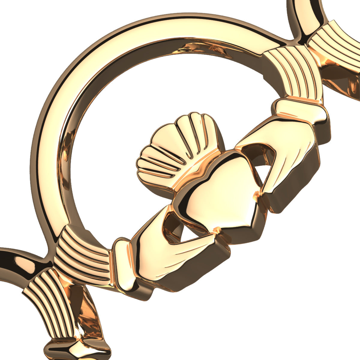 18K Yellow Gold Coated 925 Sterling Silver Ring Chain of Claddaghs