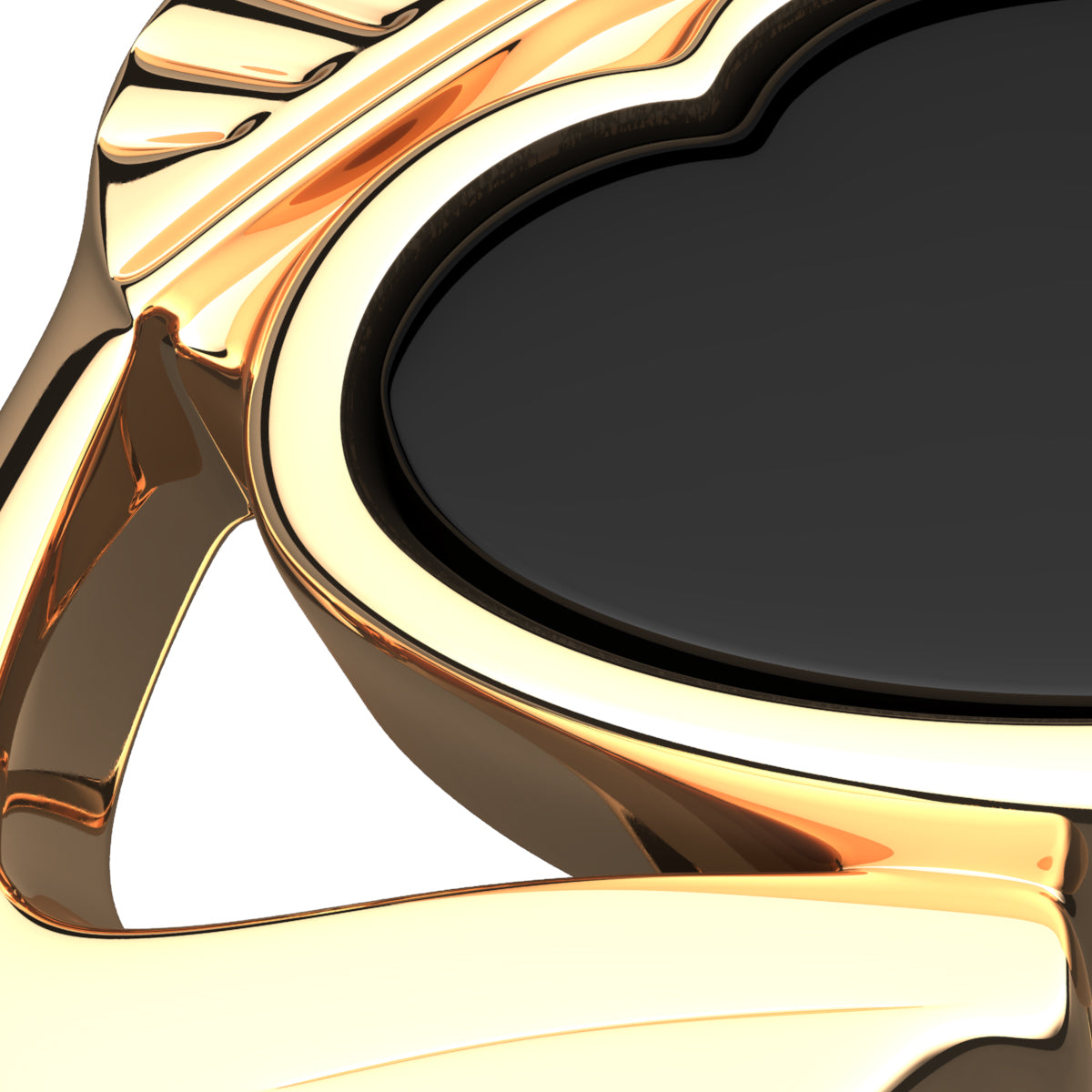 18K Yellow Gold Coated 925 Sterling Silver Claddagh Ring with Unusual Black Enamel Heart