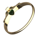 18K Yellow Gold Coated 925 Sterling Silver Claddagh Ring with Emerald Green Zircon Stone