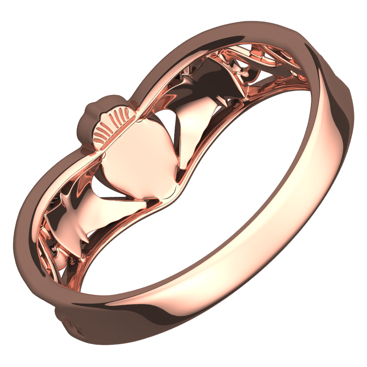 Claddagh Ring in 18K Rose Gold coating with Celtic Knot Design
