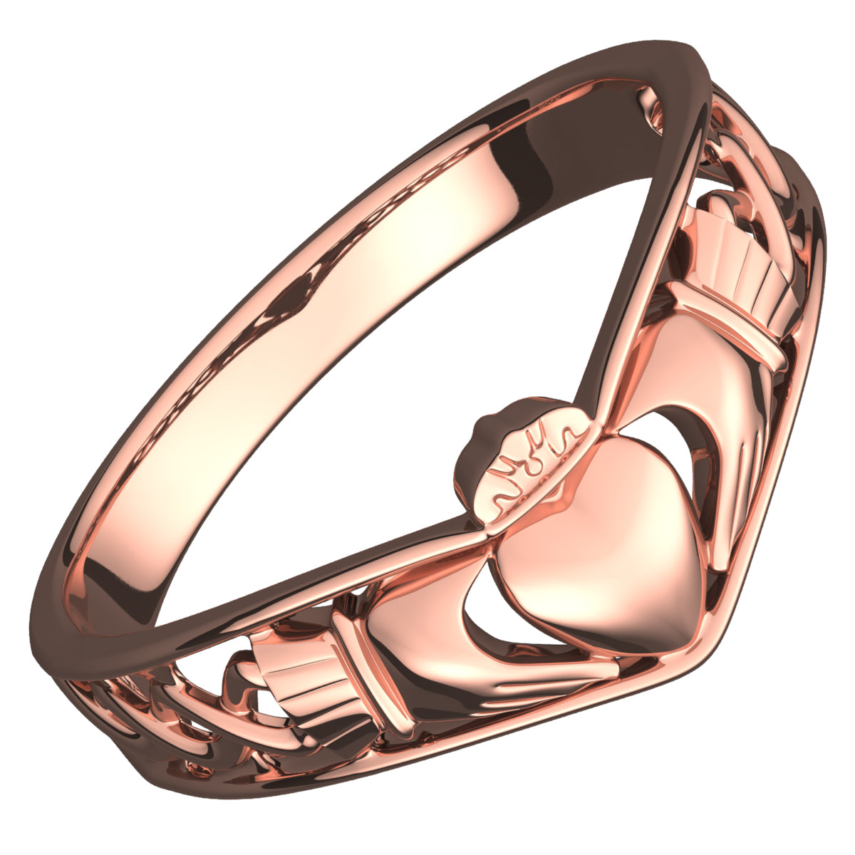 Claddagh Ring in 18K Rose Gold coating with Celtic Knot Design