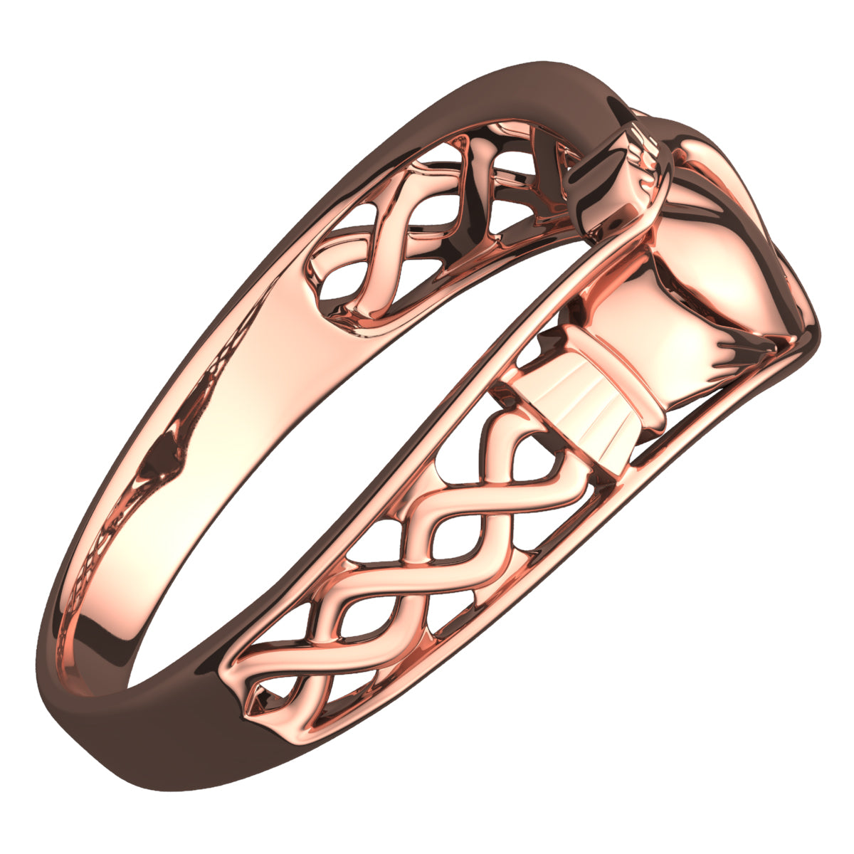 Claddagh Ring in 18K Rose Gold coating with Celtic Knot Design