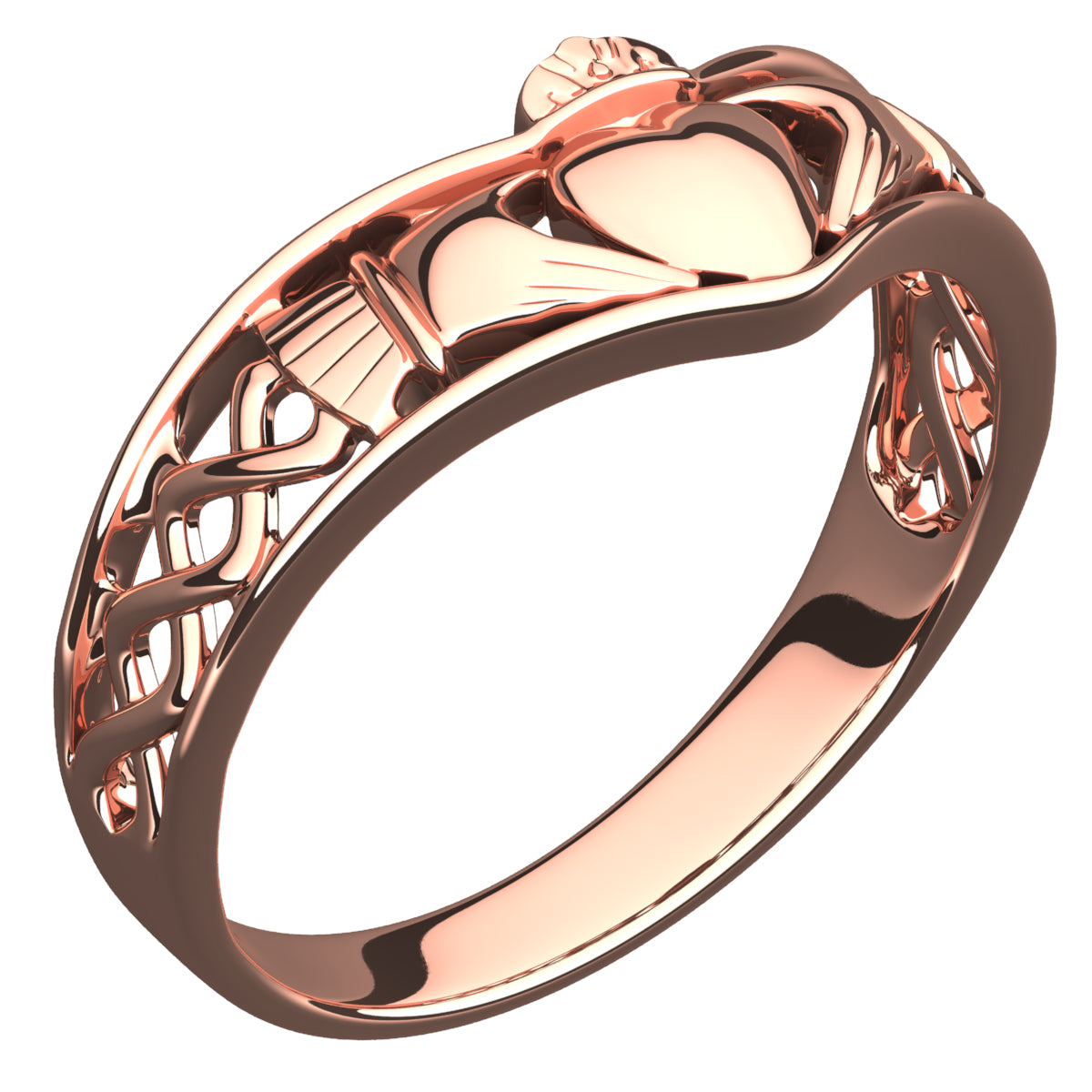 Claddagh Ring in 18K Rose Gold coating with Celtic Knot Design
