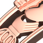 18K Rose Gold Coated Claddagh Ring with Half Covered Design