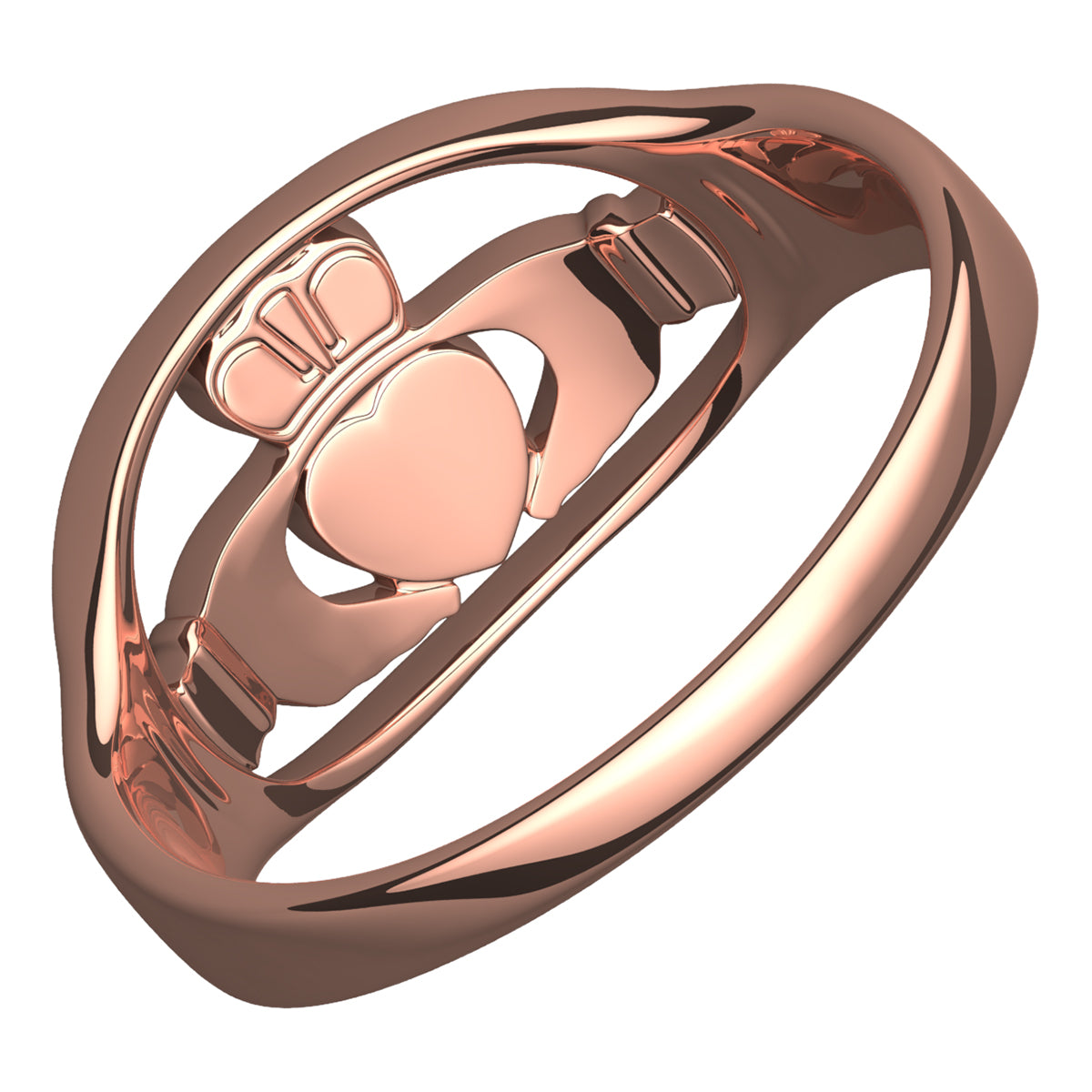 18K Rose Gold Coated Claddagh Ring