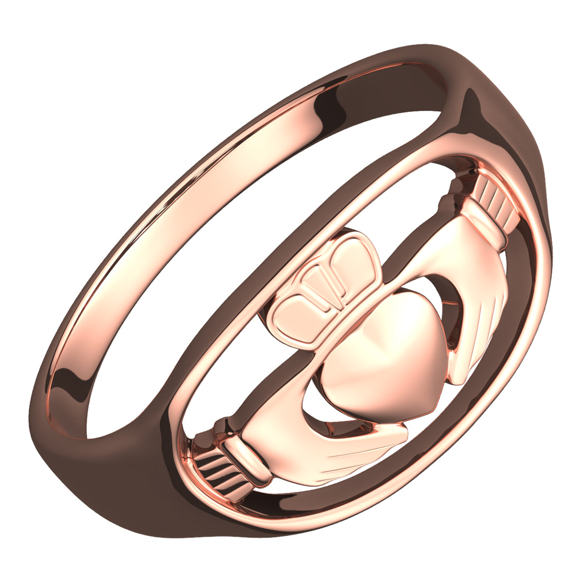 18K Rose Gold Coated Claddagh Ring