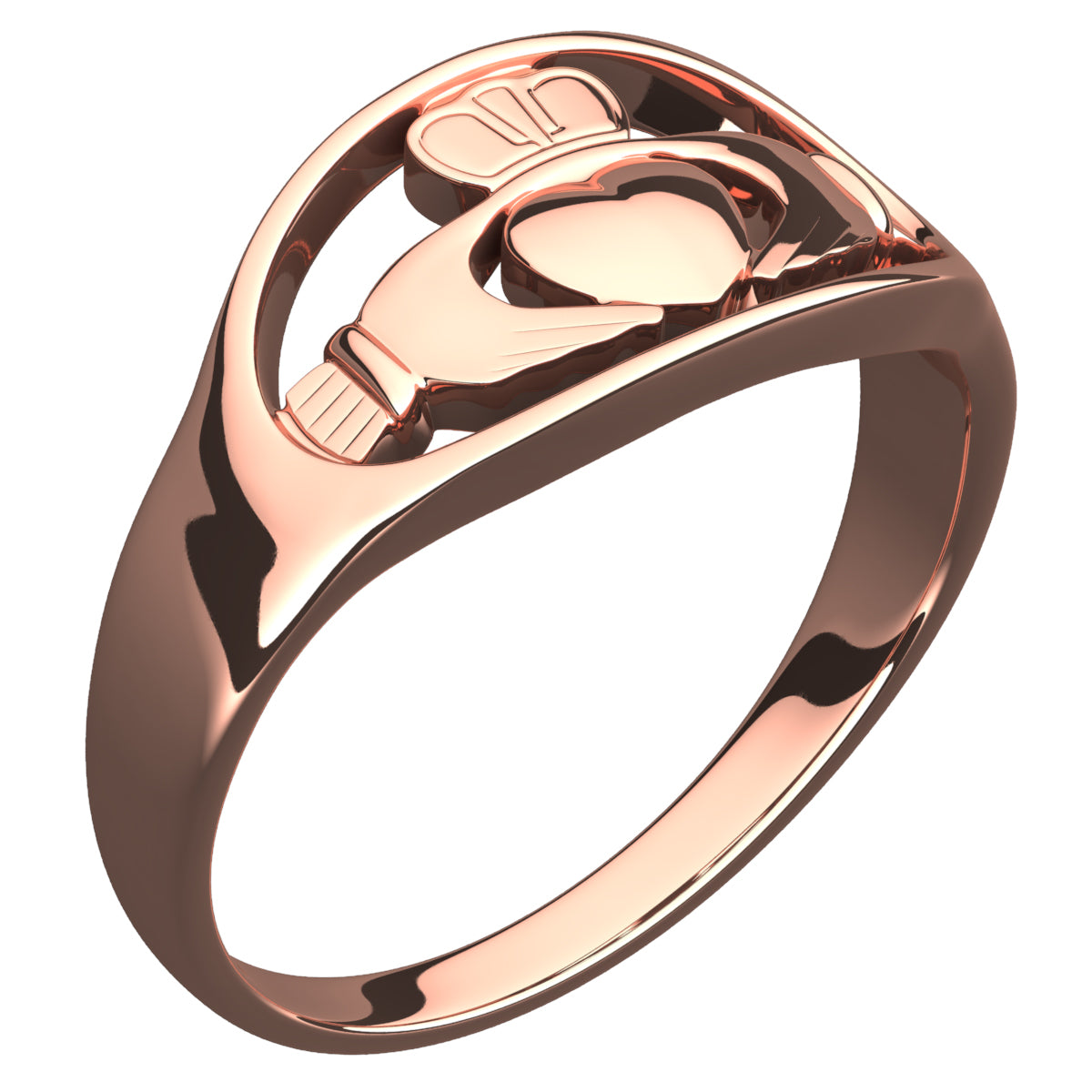 18K Rose Gold Coated Claddagh Ring