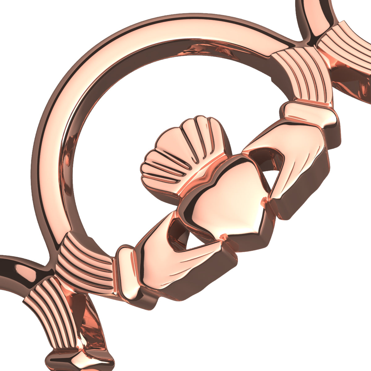 18K Rose Gold Coated Claddagh Ring Chain