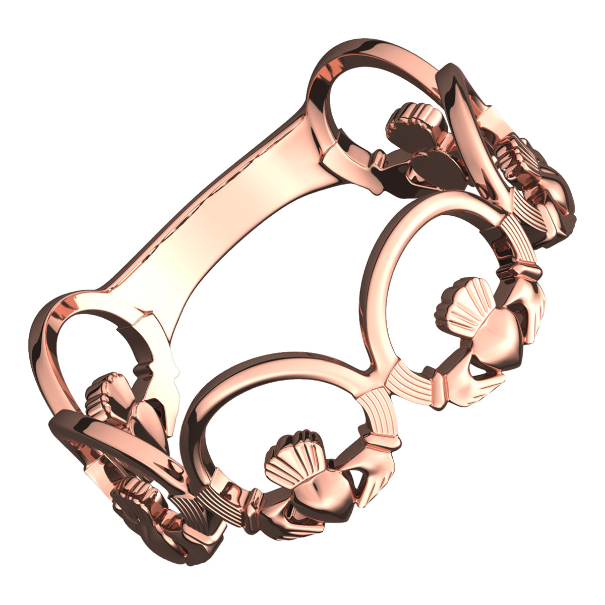 18K Rose Gold Coated Claddagh Ring Chain