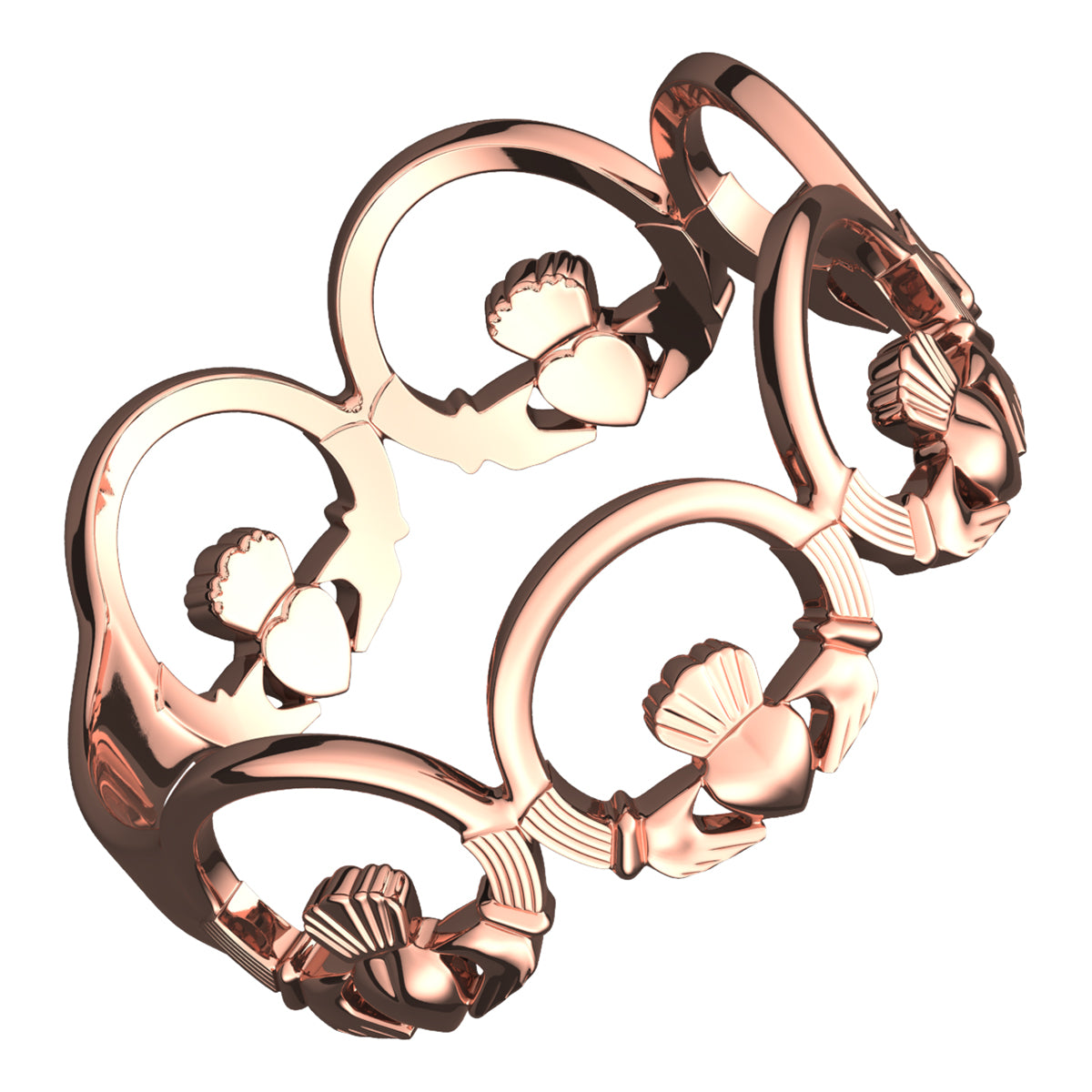 18K Rose Gold Coated Claddagh Ring Chain