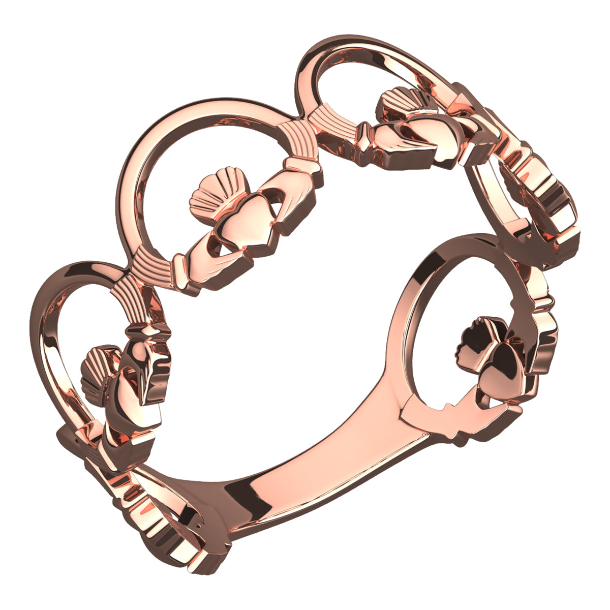18K Rose Gold Coated Claddagh Ring Chain