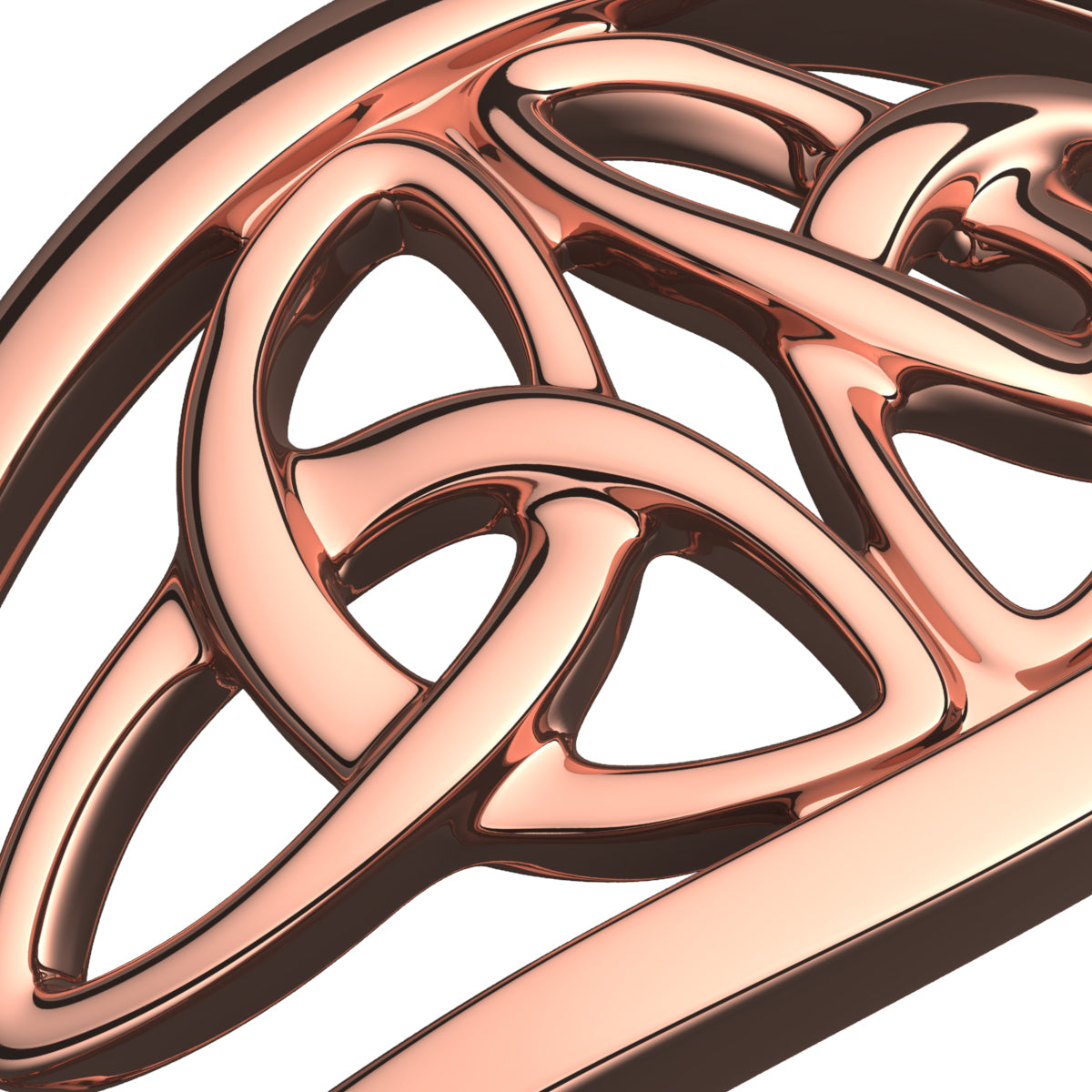 18K Rose Gold Coated Celtic Triquetra Cross of Doubled Trinity Knot Ring