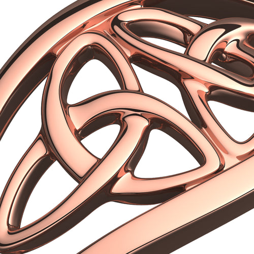 18K Rose Gold Coated Celtic Triquetra Cross of Doubled Trinity Knot Ring