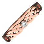 18K Rose Gold Coated Ring Celtic Knotwork with Stone White CZ of Round Cut