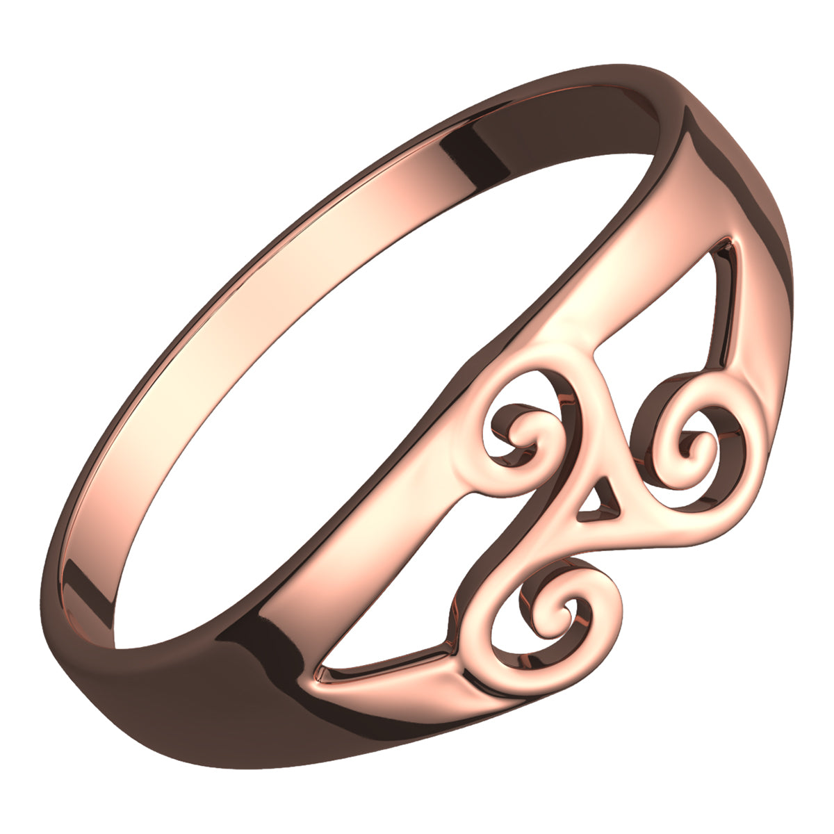 18K Rose Gold Coated Ring Celtic Spiral Triskele