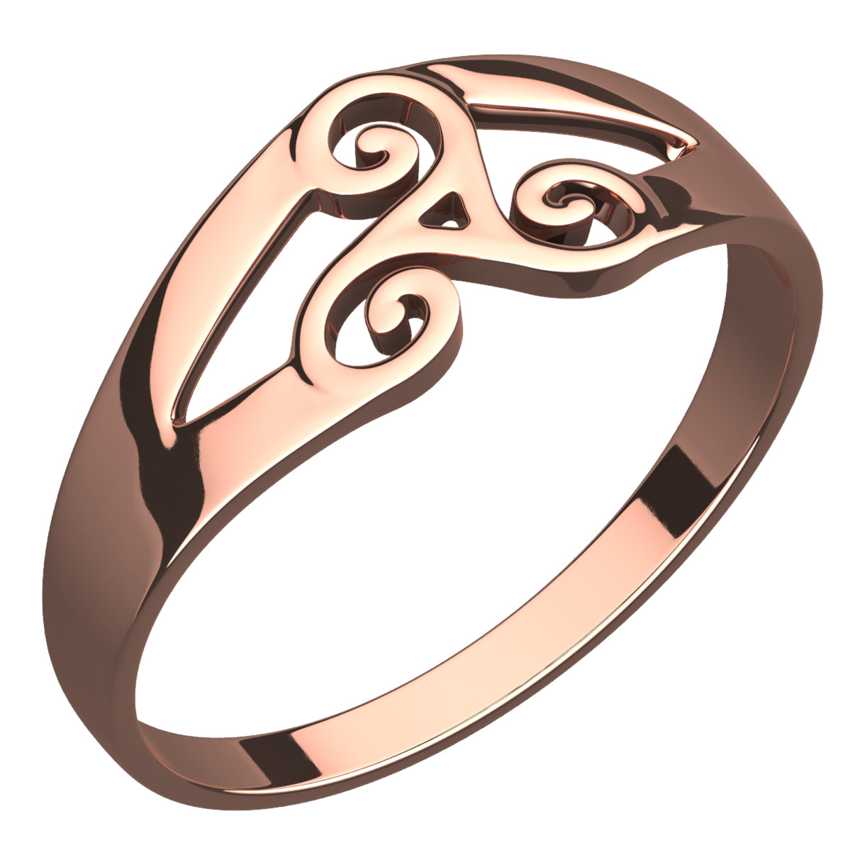 18K Rose Gold Coated Ring Celtic Spiral Triskele