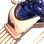 18K Rose Gold Coated Ring Claddagh with Heart Shaped Sapphire Blue Zircon Stone under Crown