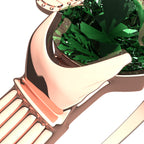18K Rose Gold Coated Claddagh Ring with Heart-Shaped Emerald Green Zircon Stone under Crow