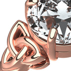 18K Rose Gold Coated Ring with Large Clear CZ Stone and Celtic Trinity Knots
