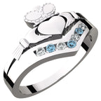 925 Sterling Silver Claddagh Ring with Amethyst Violet Zircon Stones