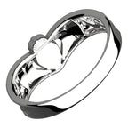 925 Sterling Silver Claddagh Ring with Half Covered Band and Celtic Knot Design