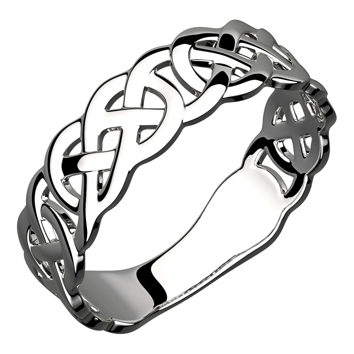 925 Sterling Silver Ring Featuring Decorative Celtic Knotwork